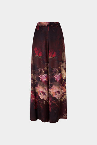 Painterly Rose Silk Pants