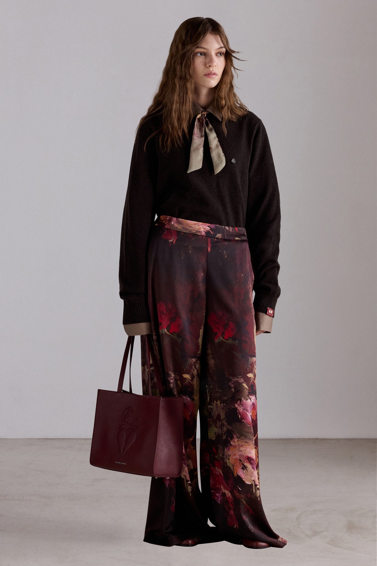 Painterly Rose Silk Pants