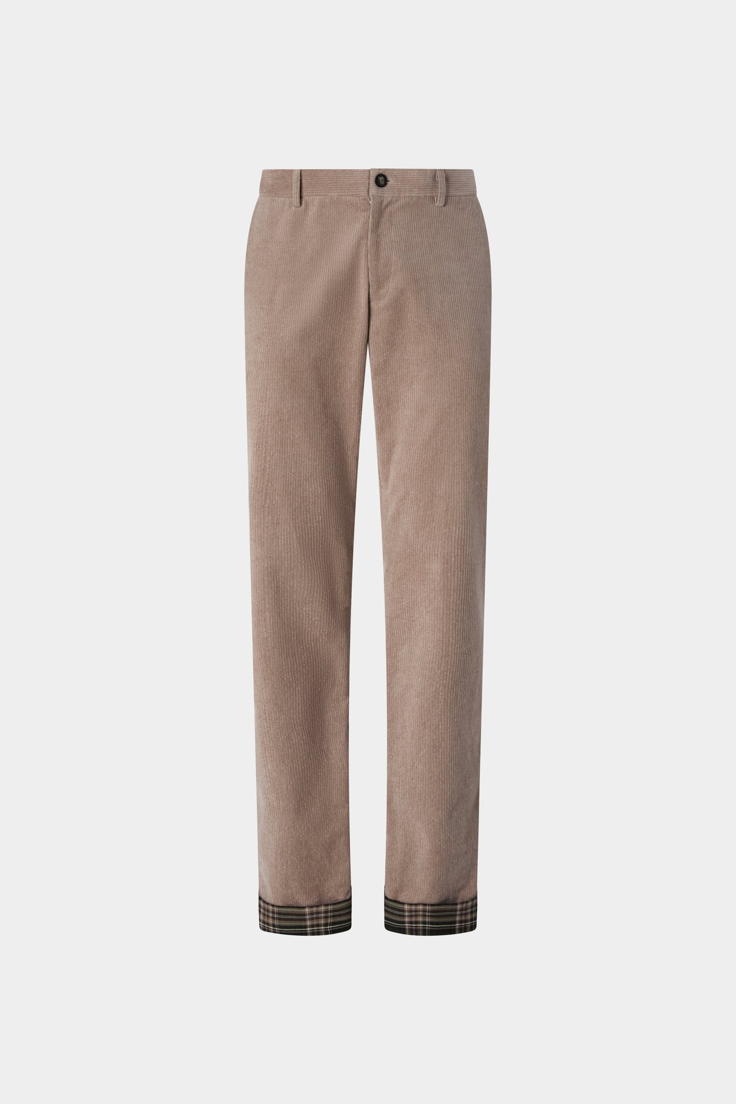 Corduroy Trousers with Tartan Cuffs