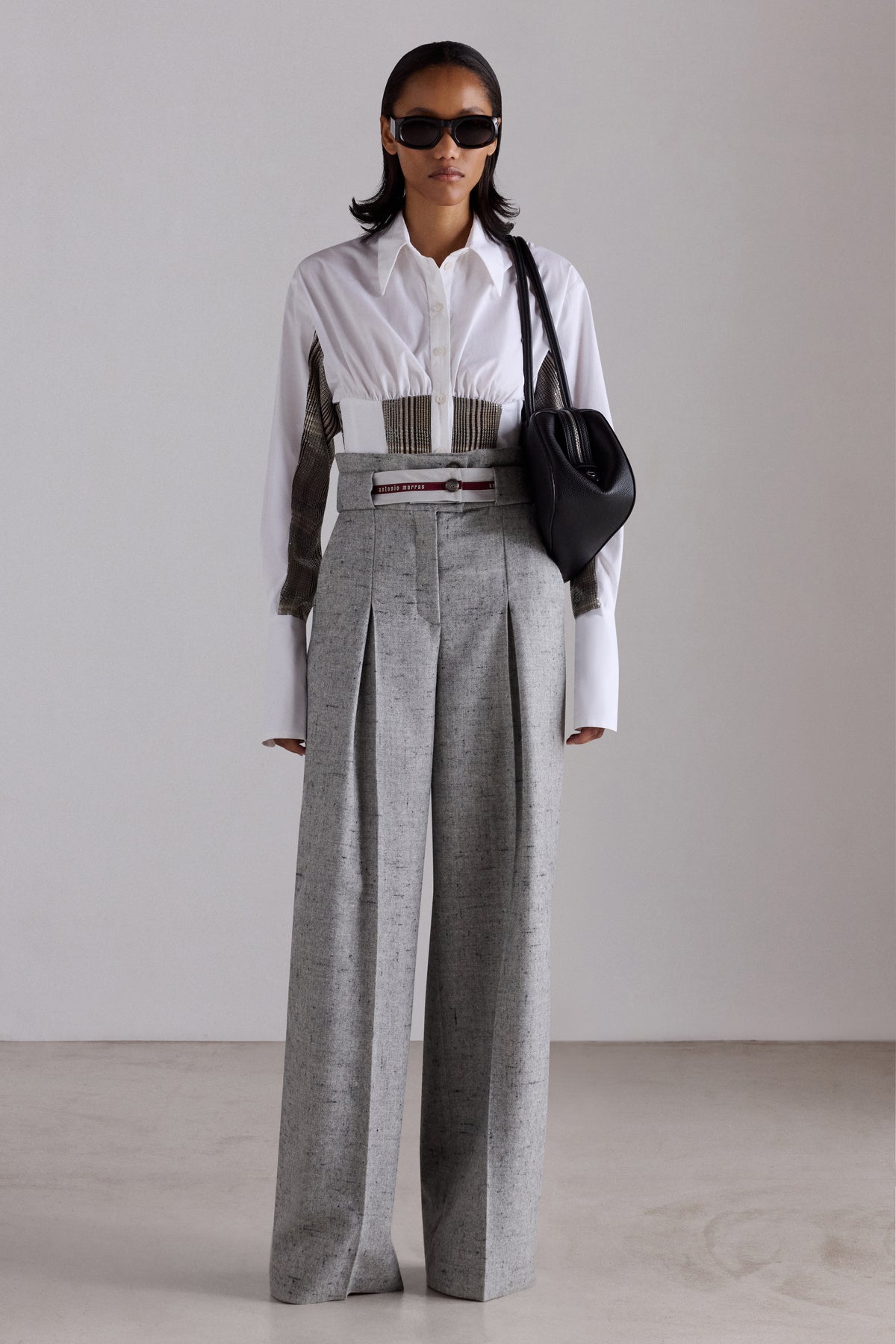 Pantaloni a gamba larga con vita a bustier