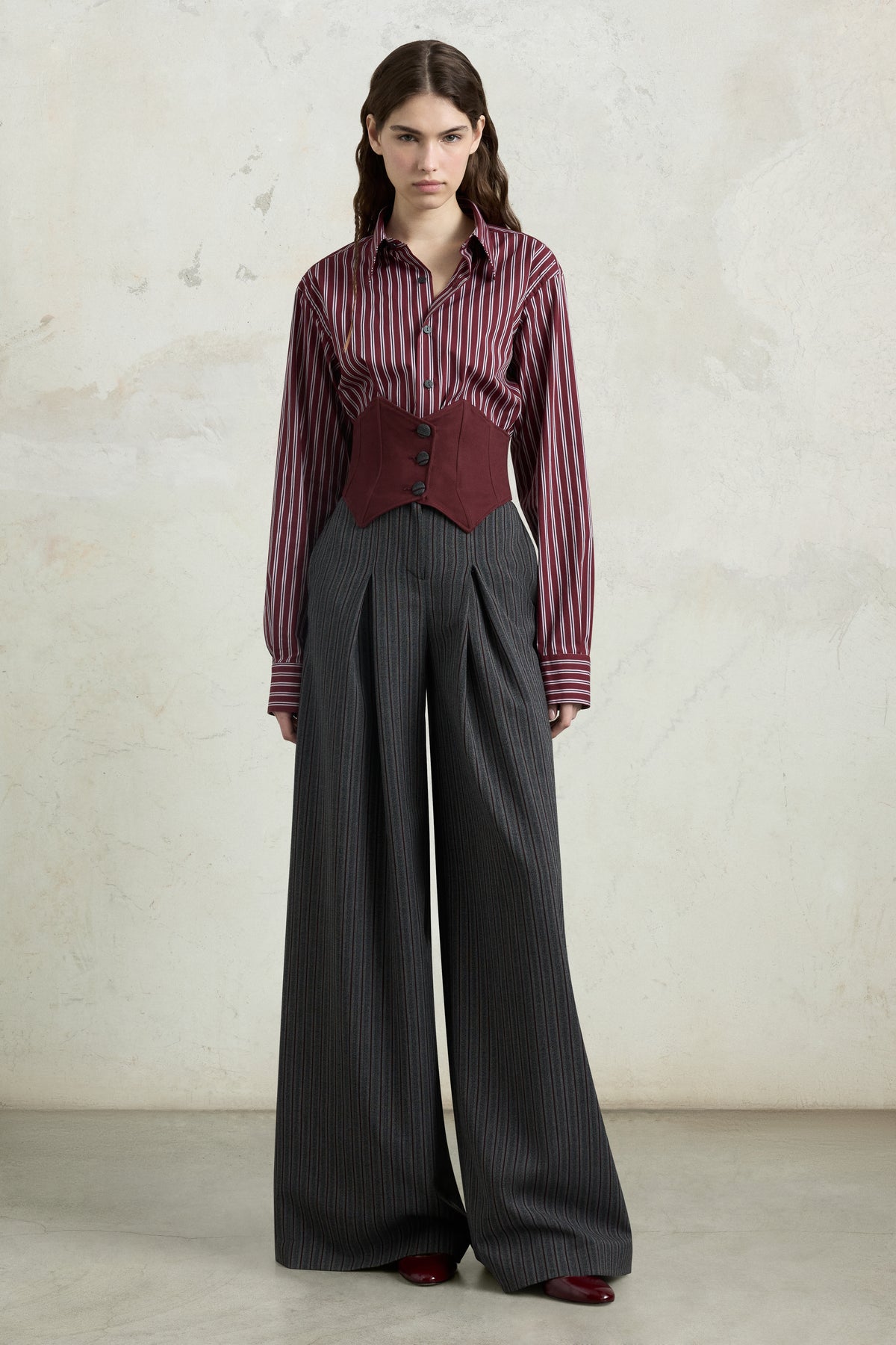Pantaloni bustier gessato