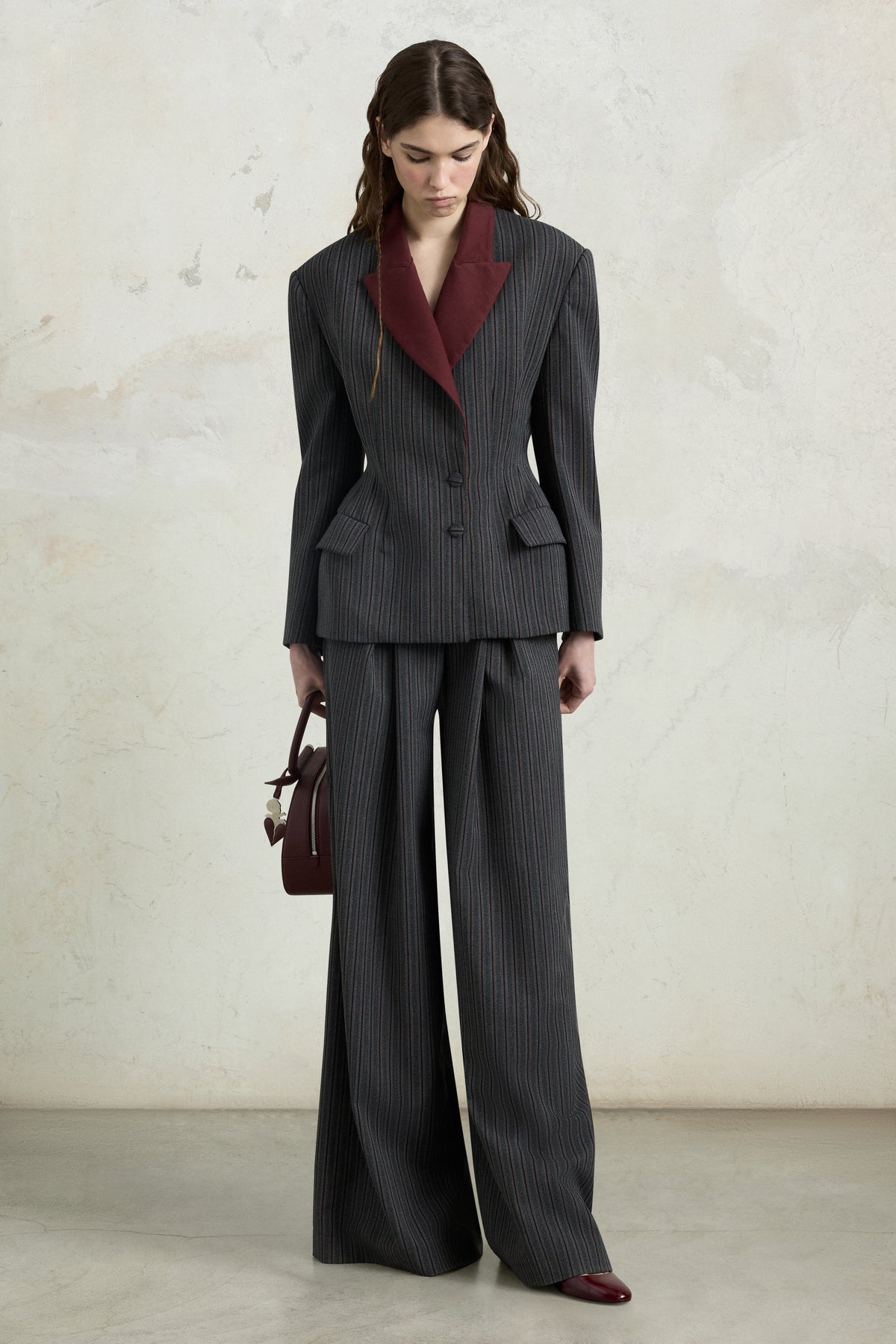 Pantaloni bustier gessato