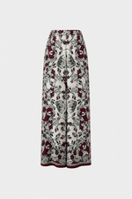 Silk Palazzo Trousers with Burgundy Foulard Print