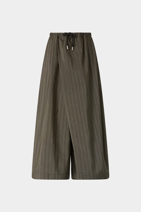 Wide Pinstripe Wrap Trousers