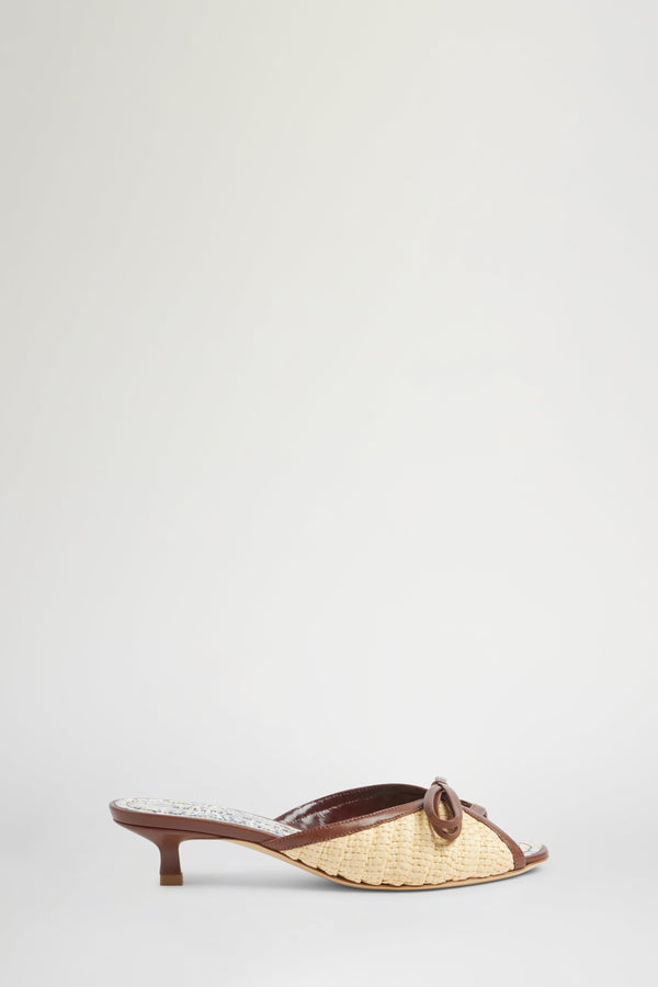 Sandali con Tacco in Rafia Beige