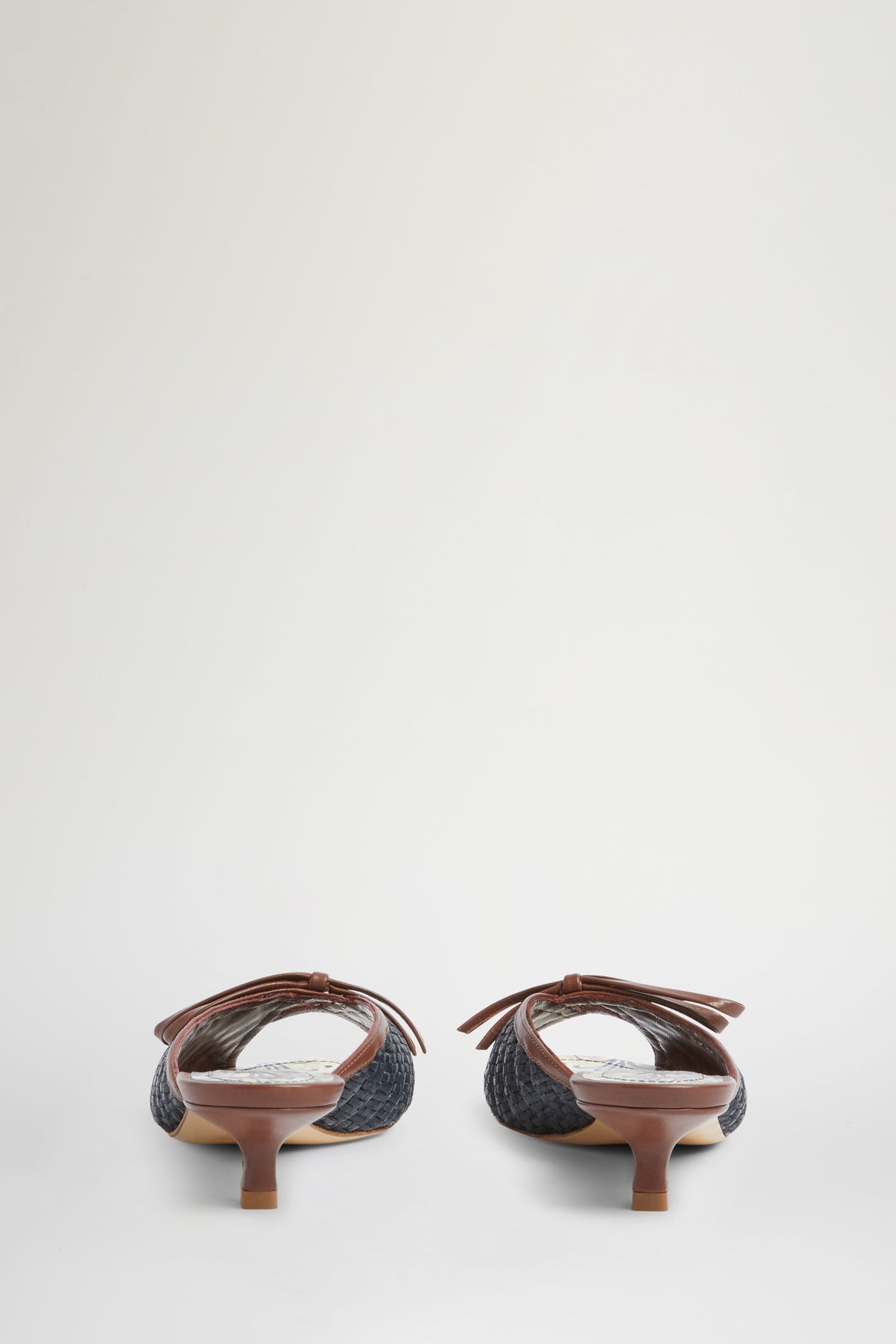Kitten Heel Sandals in Blue Raffia