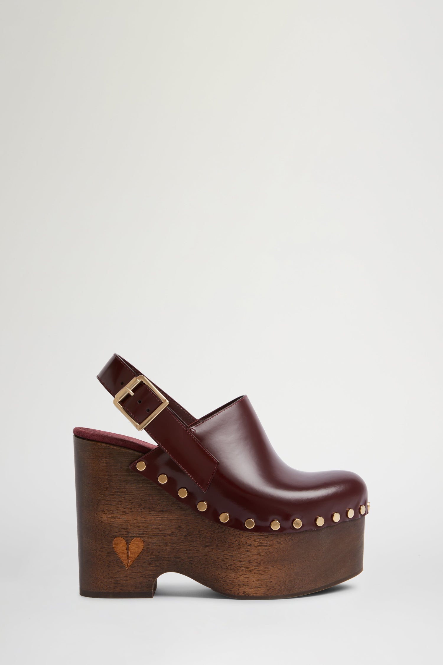 Bordeaux Leather High Clog Mule