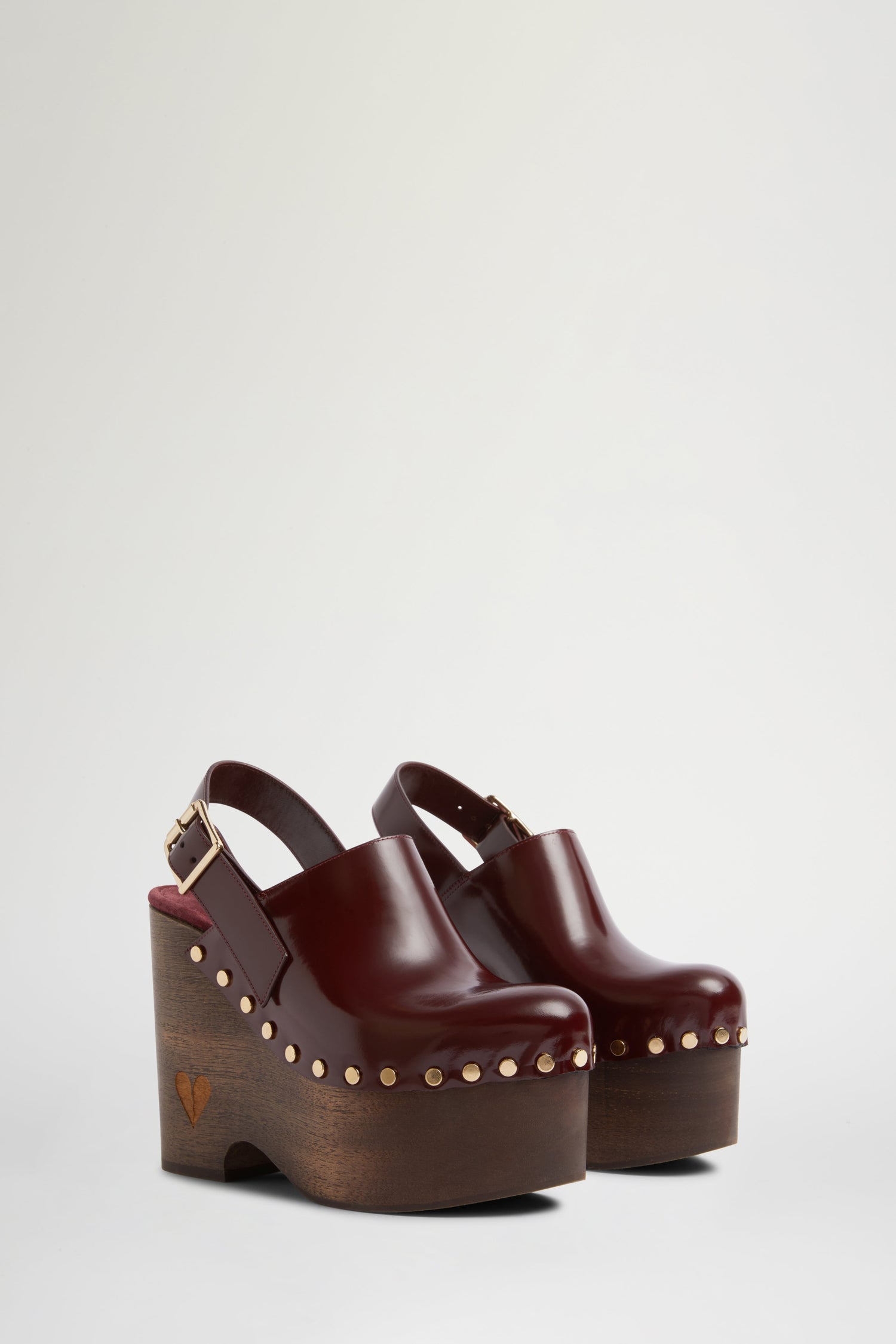 Bordeaux Leather High Clog Mule