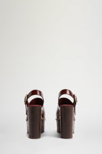 Bordeaux Leather High Clog Mule