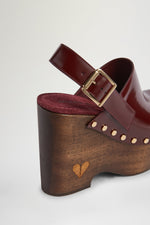 Bordeaux Leather High Clog Mule