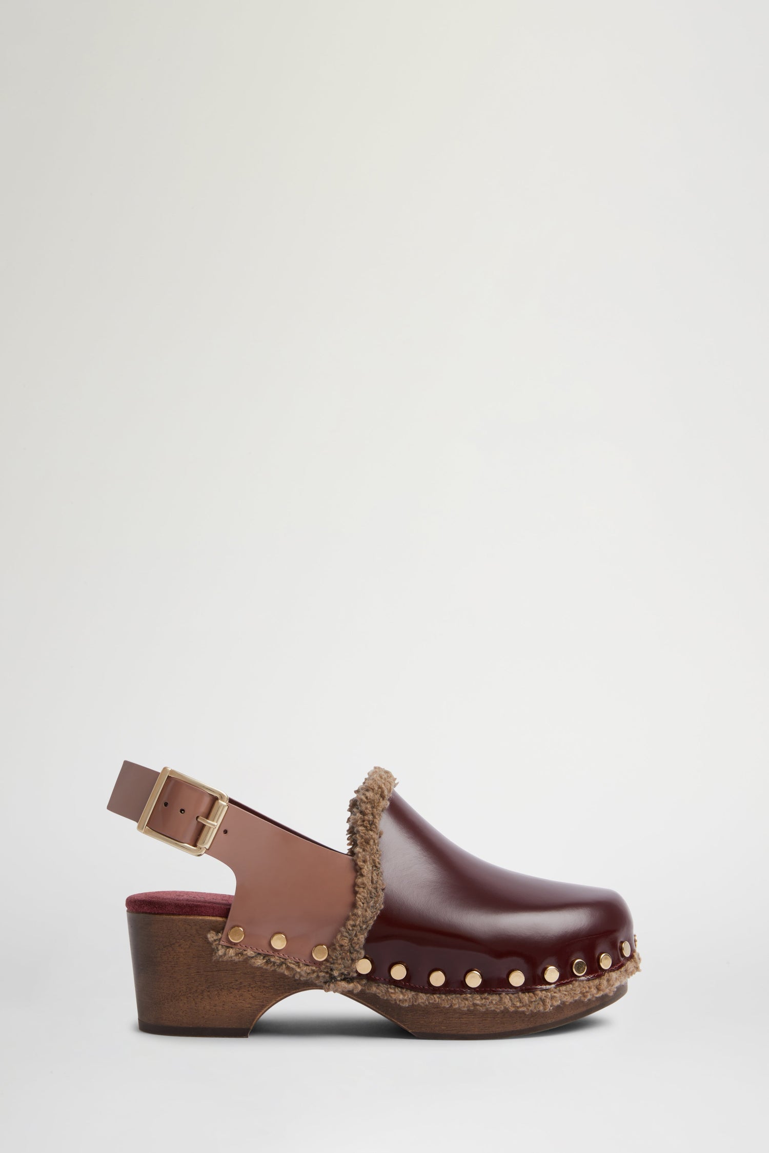 Zoccolo Basso in Pelle Bordeaux
