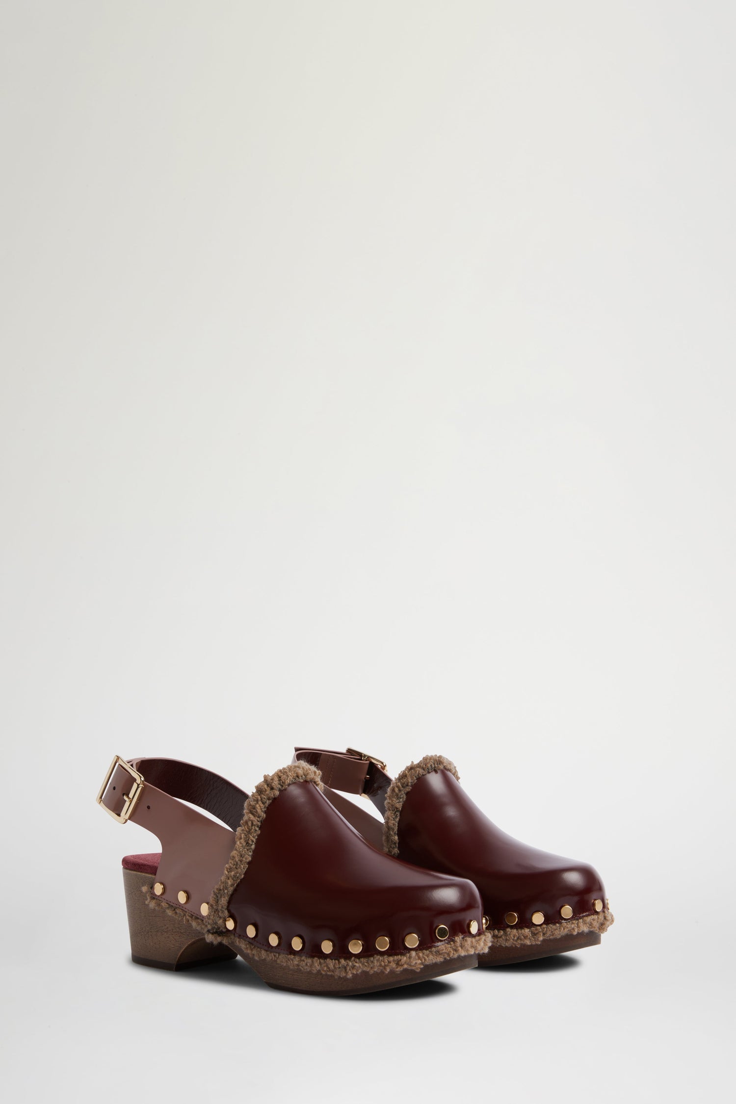 Zoccolo Basso in Pelle Bordeaux