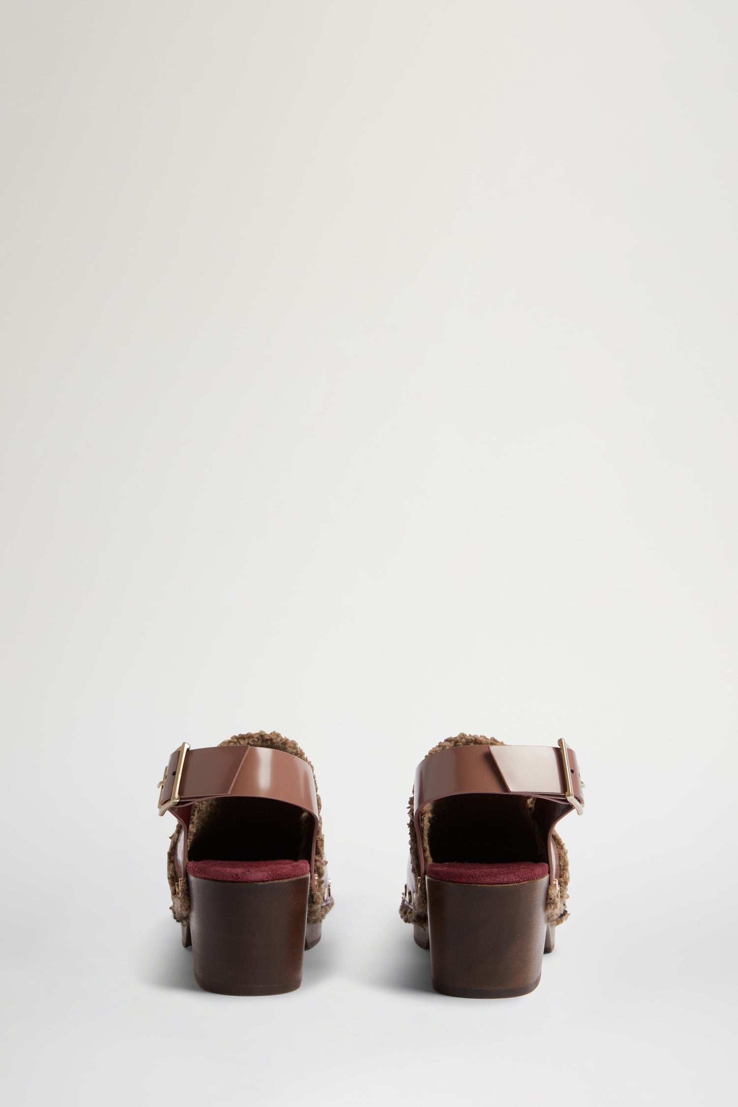 Zoccolo Basso in Pelle Bordeaux