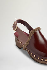Zoccolo Basso in Pelle Bordeaux