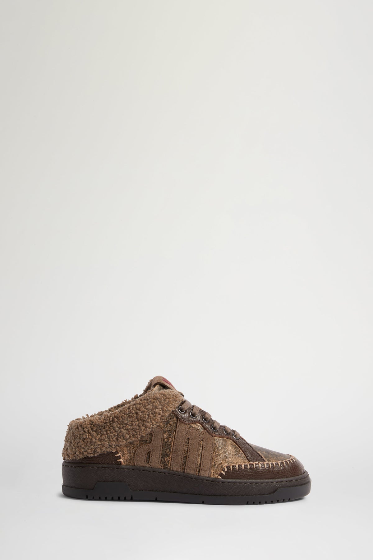 Shearling Mid-Top Sneakers with AM Logo