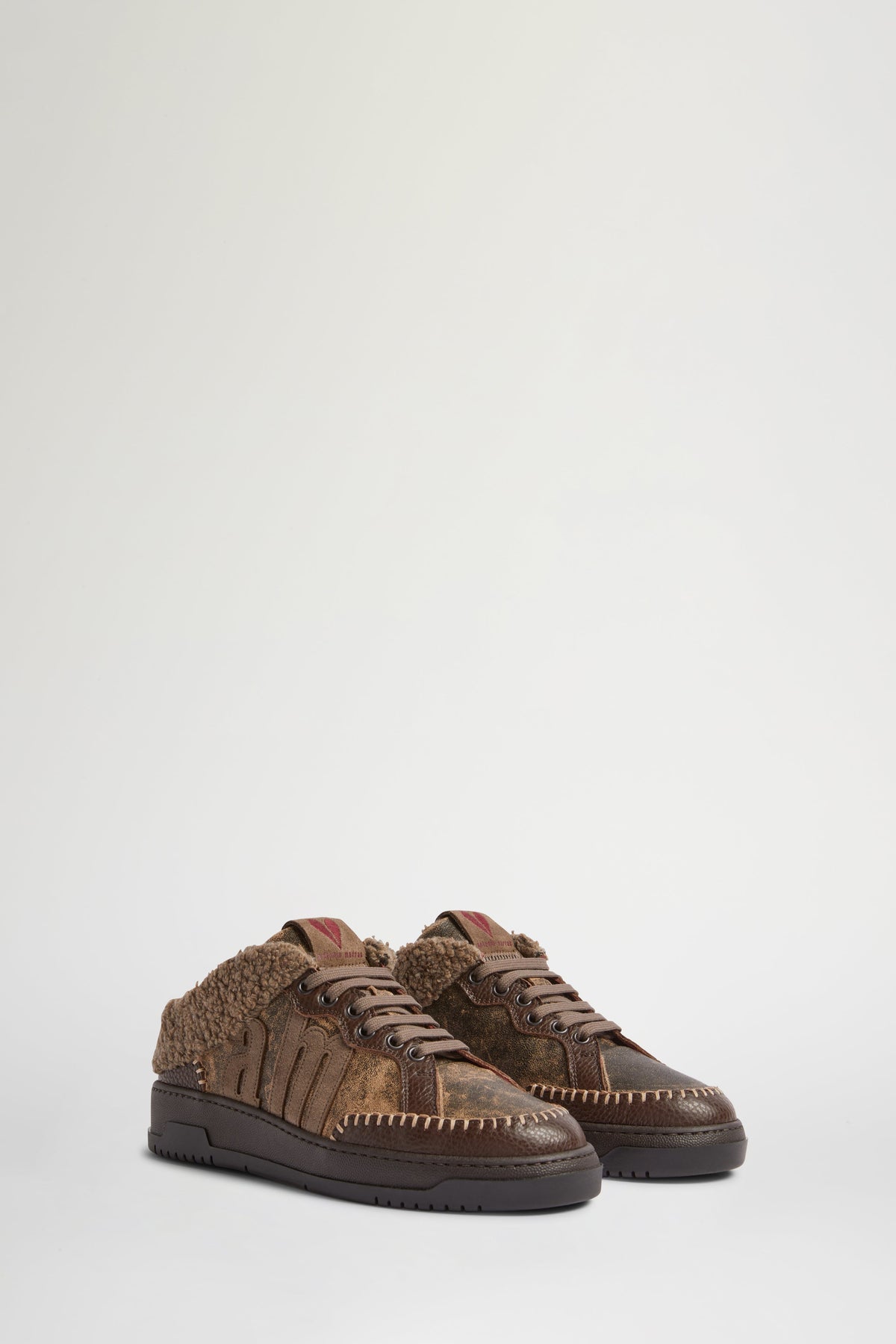 Shearling Mid-Top Sneakers with AM Logo
