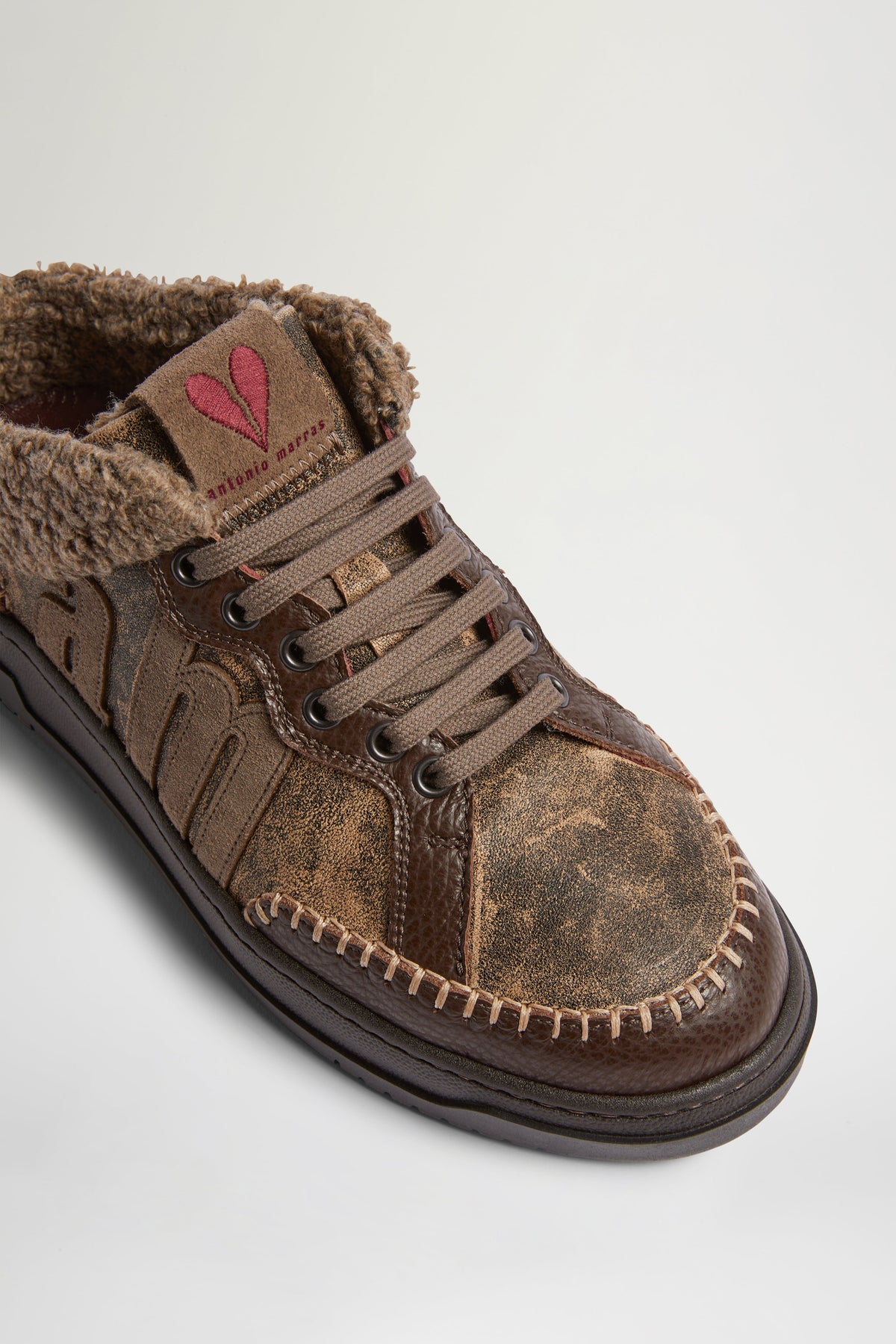 Shearling Mid-Top Sneakers with AM Logo
