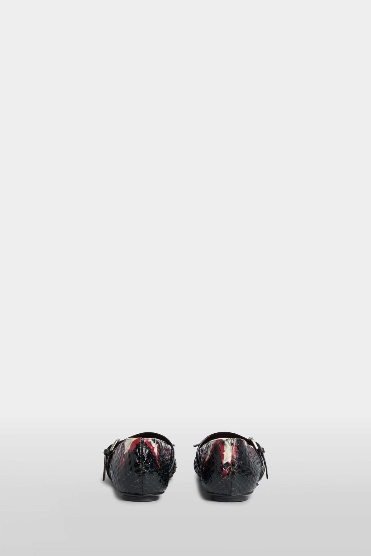 Black & Bordeaux Python-Effect Ballerinas