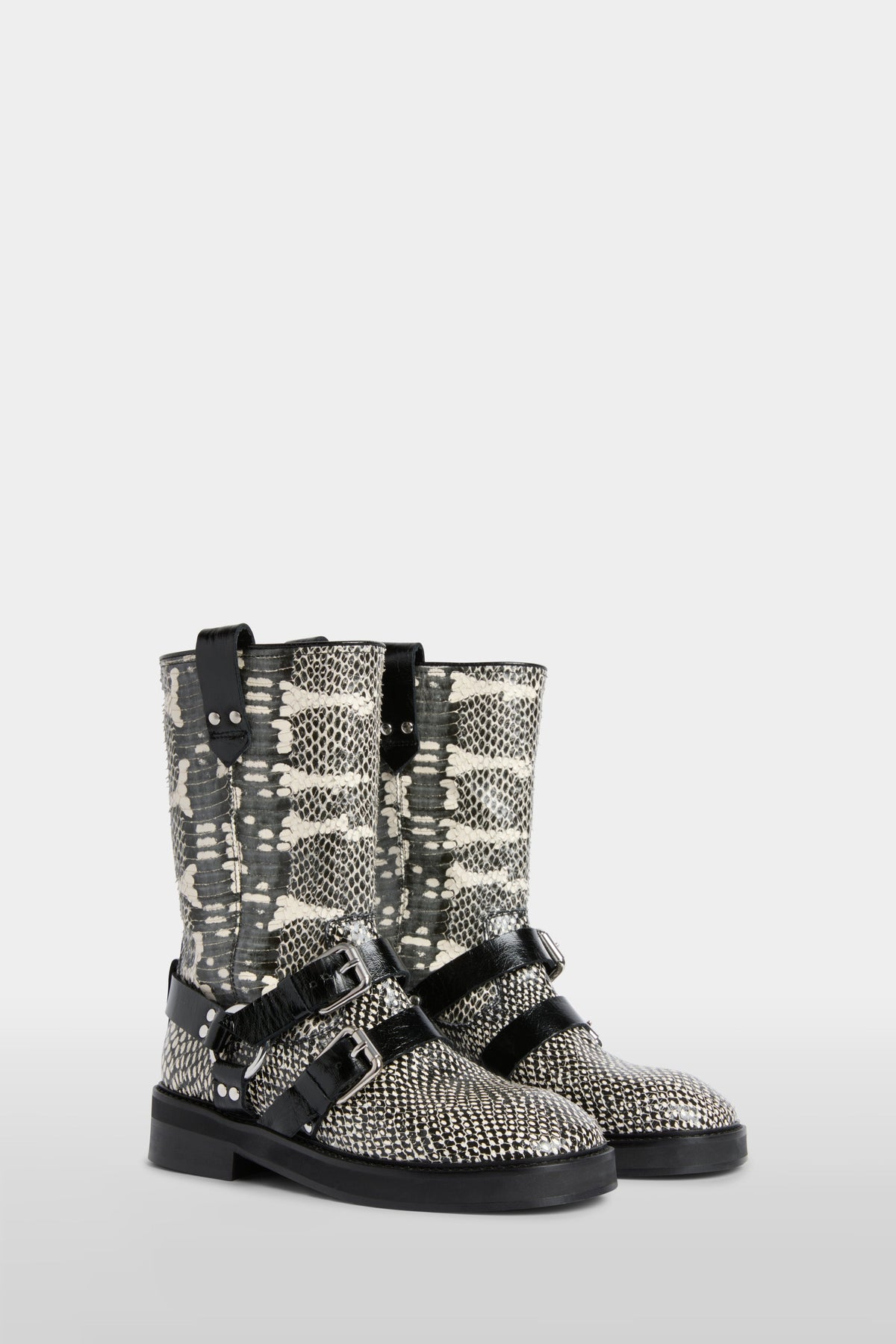 Python-Effect Biker Boots