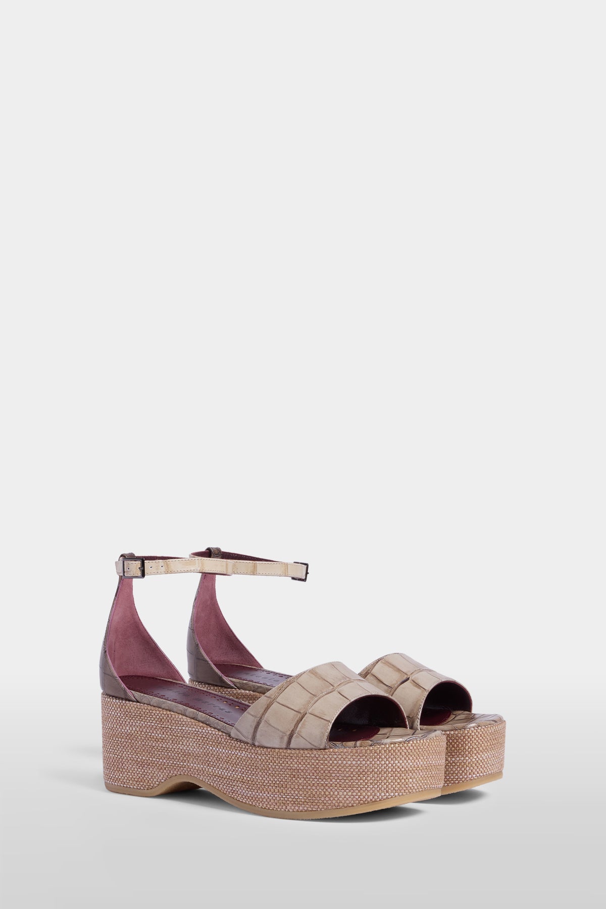 Platform Sandal Textured Leather