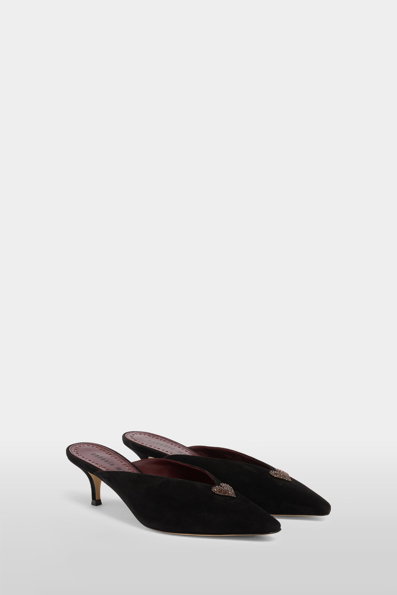 Heeled Suede Heart Mules