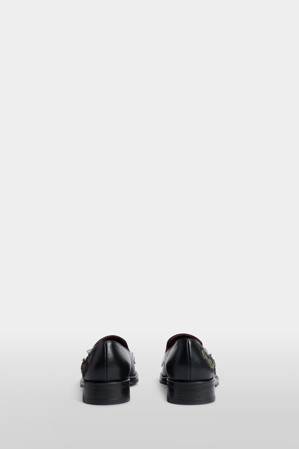 Floral Embroidered Leather Loafers