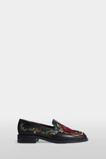 Floral Embroidered Leather Loafers