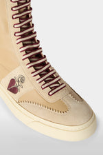 Beige Lace-Up Boots