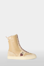 Beige Lace-Up Boots