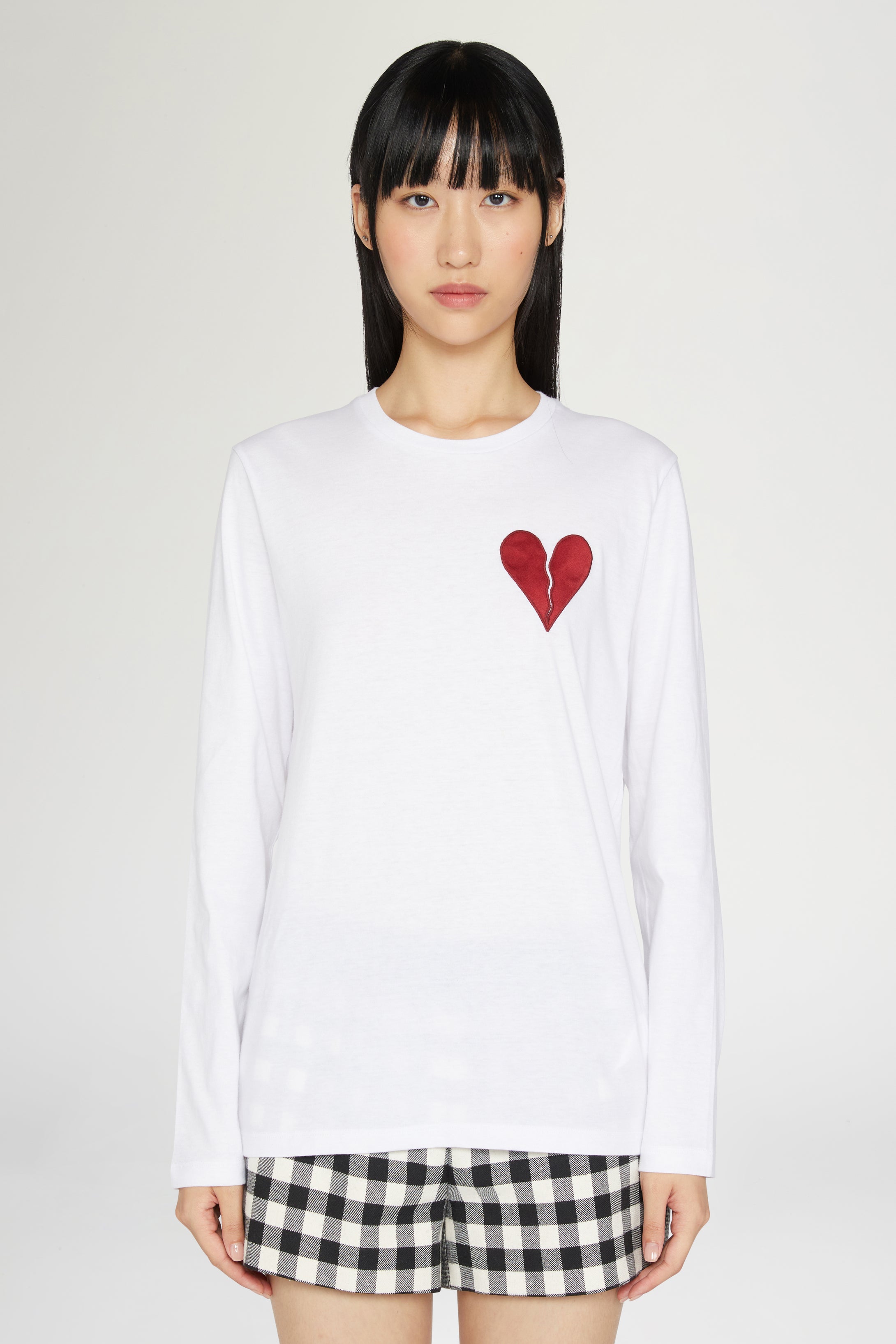 Heart T-shirt Long White