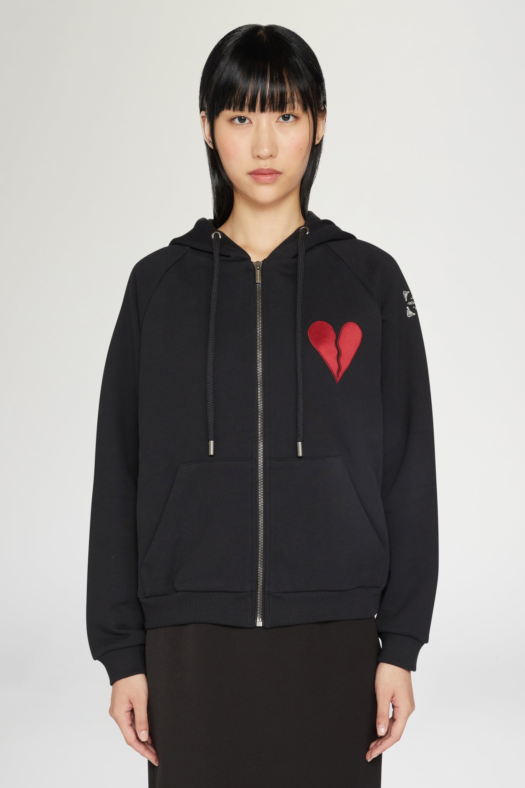 Black and red broken heart hoodie sale